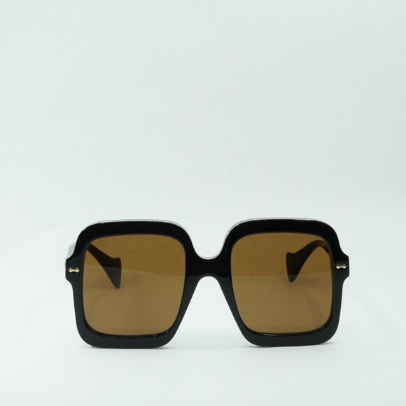 Gucci GG1241S 001 Sunglasses Black Square Frame, Brown Lenses main image 4